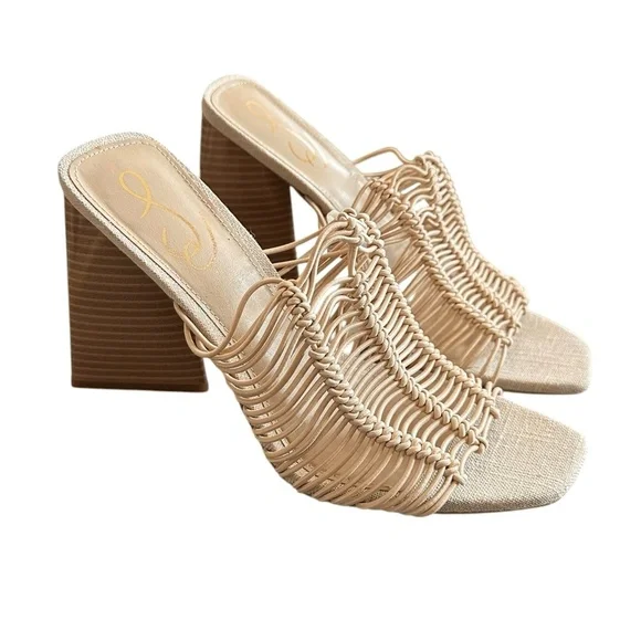 NWT Sam Edelman Laurette Almond Lattice Square Toe Block Heel Sandals - Picture 3 of 9